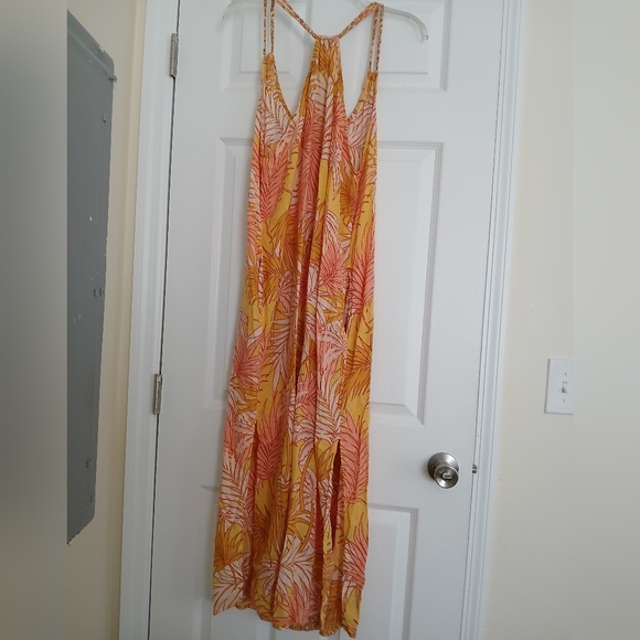Tahari Orange and Yellow Leaf Print Dress - Picture 2 of 10